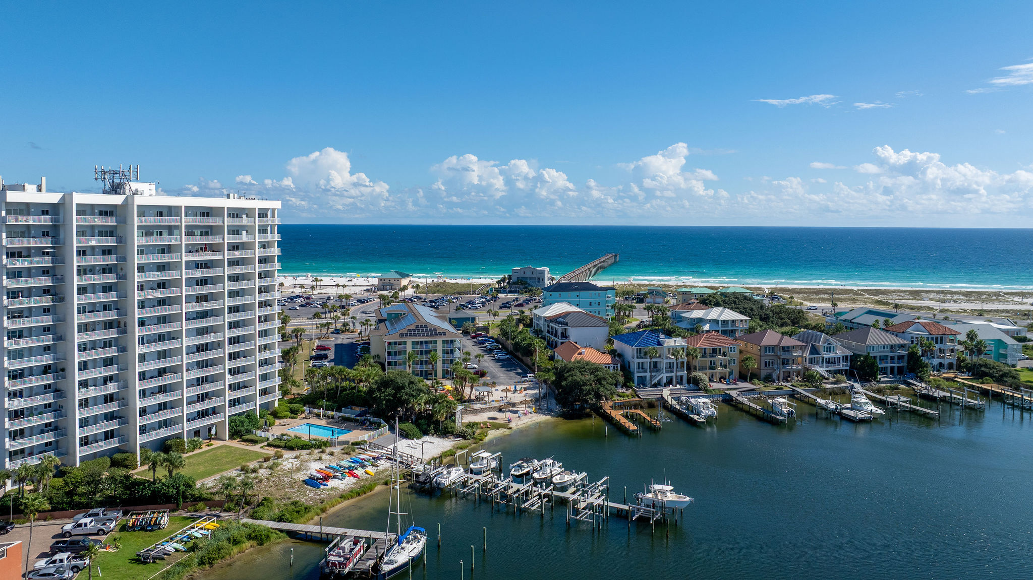 The Gulf across the island from South Harbour and the marina.