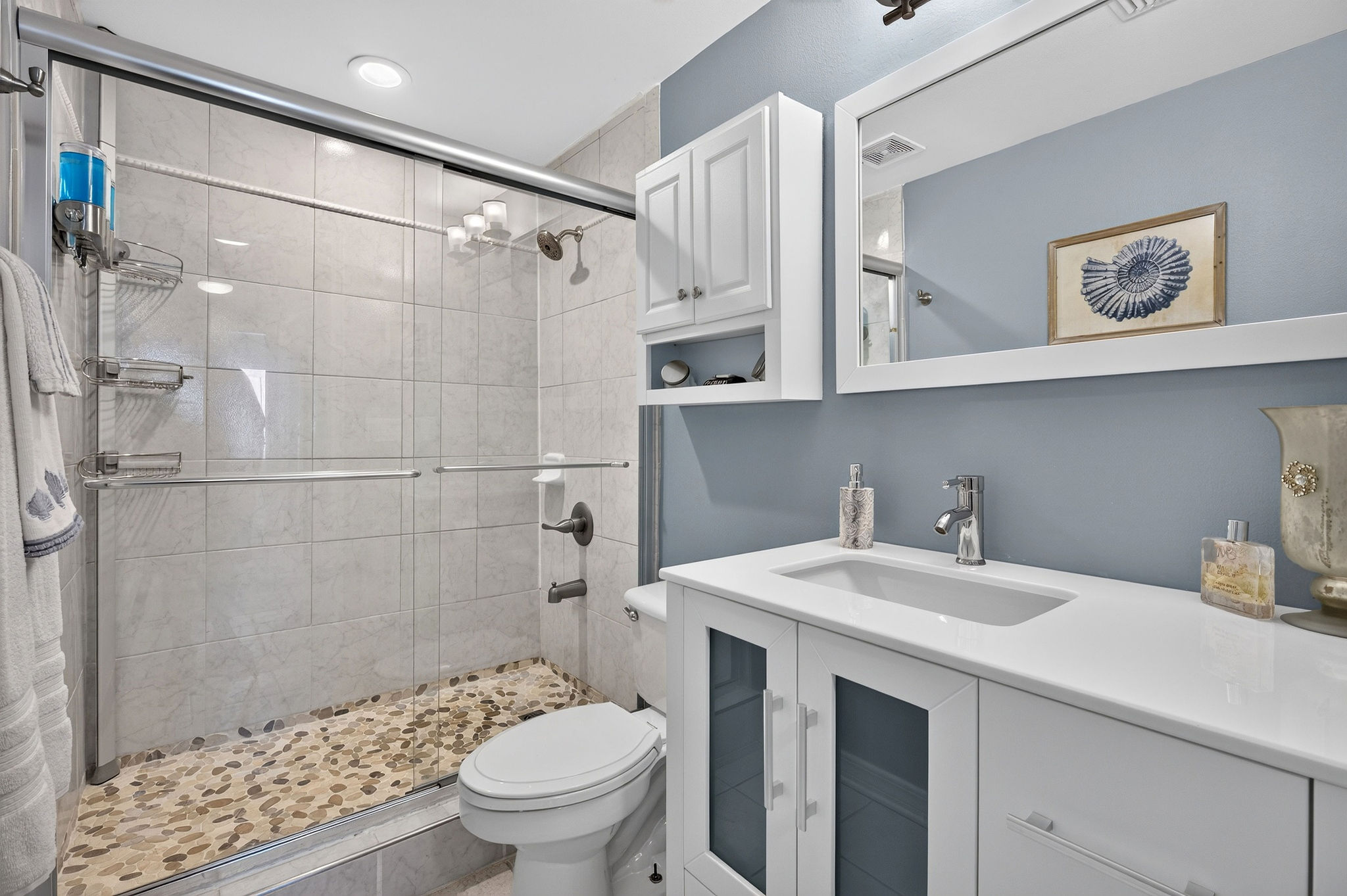 Primary ensuite · Tiled walk-in shower