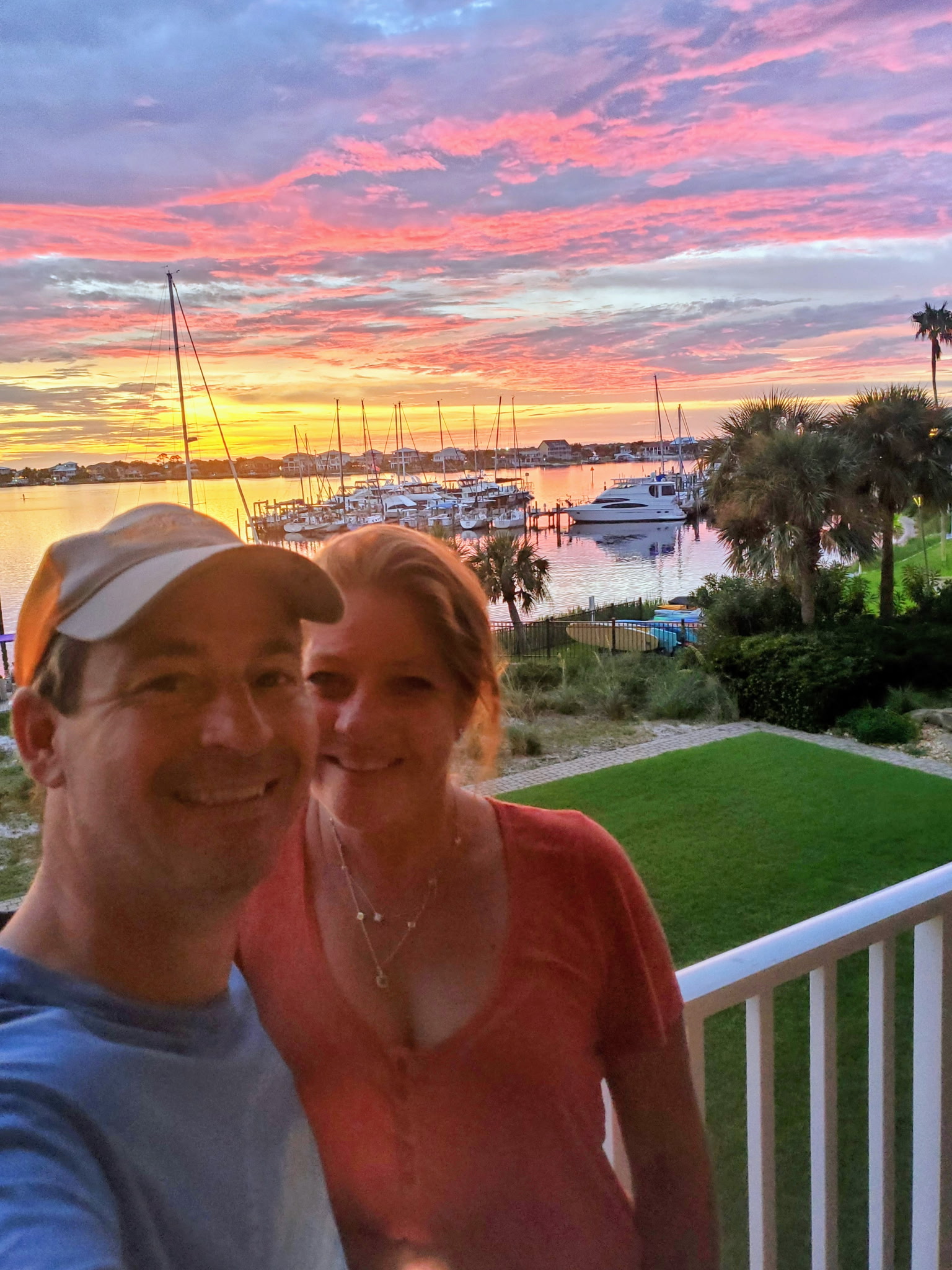 Tim and Julie on the balcony at sunset